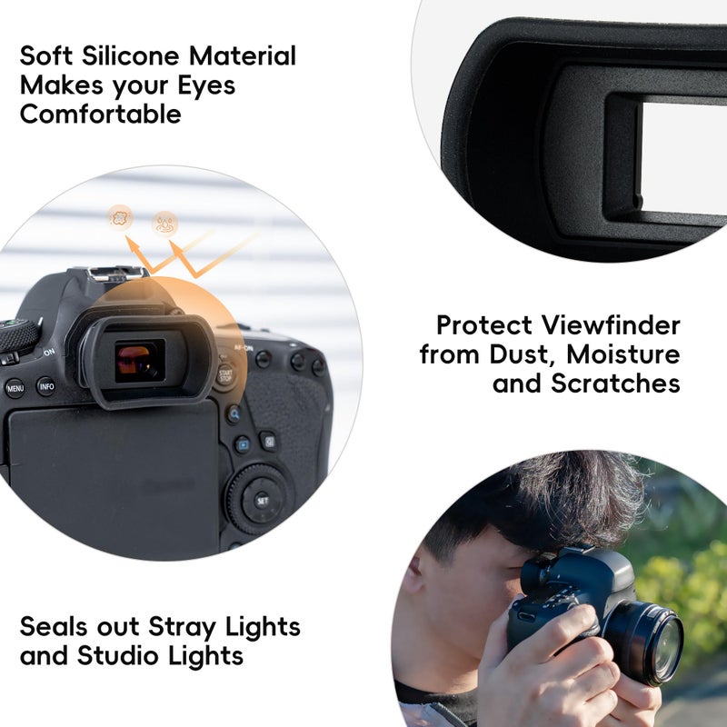 Kiorafoto Soft Camera Eyecup Eyepiece Viewfinder Eyeshade for Canon EOS 6DM2 5DM2 6D 5D Mark II 90D 80D 77D 70D 60D 50D 4000D 2000D Rebel T100 T8i T7i T7 T6s T6i T6 T5i T5 T4i SL3 SL2 Replac Canon EB EF Eye Cup - Image 5